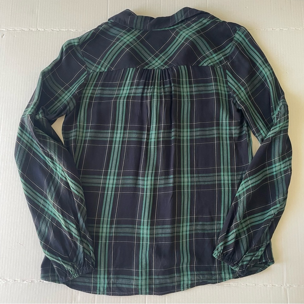 CAbi Button up Long Sleeve Blouse Black and Green Plaid Shirt Cabincore Normcore - Picture 8 of 9